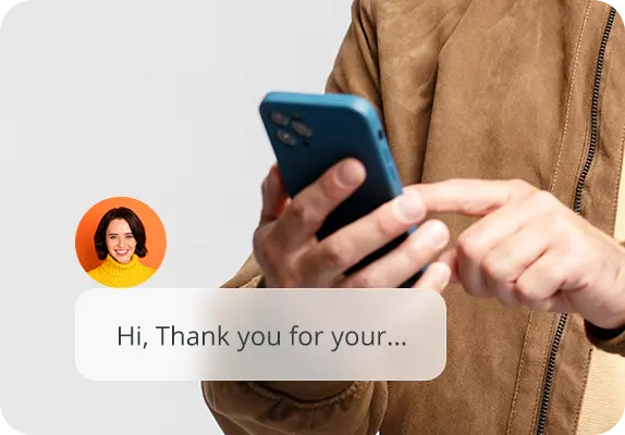 Person taking a business call on their mobile with the Linkus app